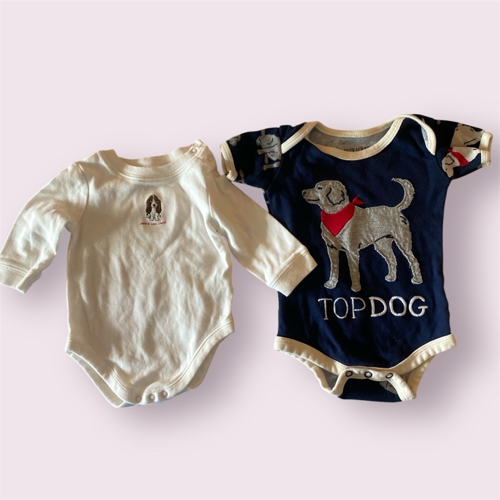 Dog Themed Bodysuits Set. Size 0-6 months